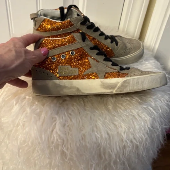Golden Goose Orange Glitter Midstars - Picture 7 of 12